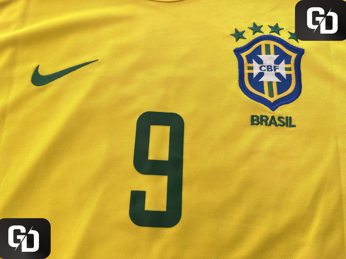 Brazil Home Retro 2002. #9 Ronaldo. Korea-Japan World Cup