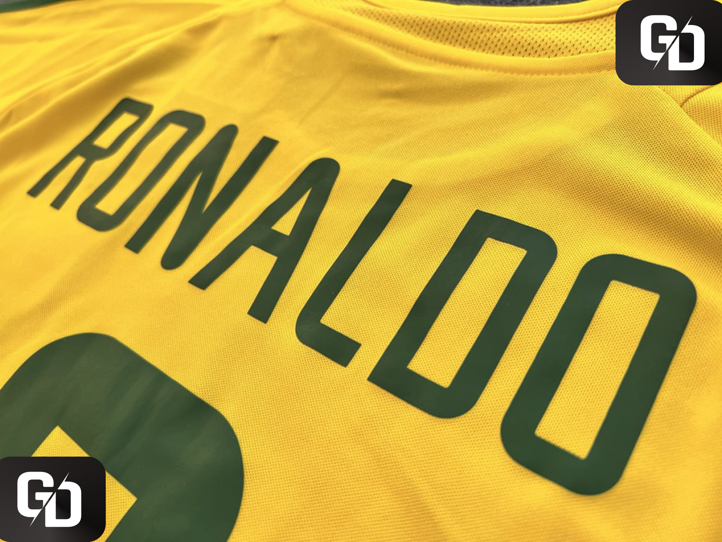 Brazil Home Retro 2002. #9 Ronaldo. Korea-Japan World Cup