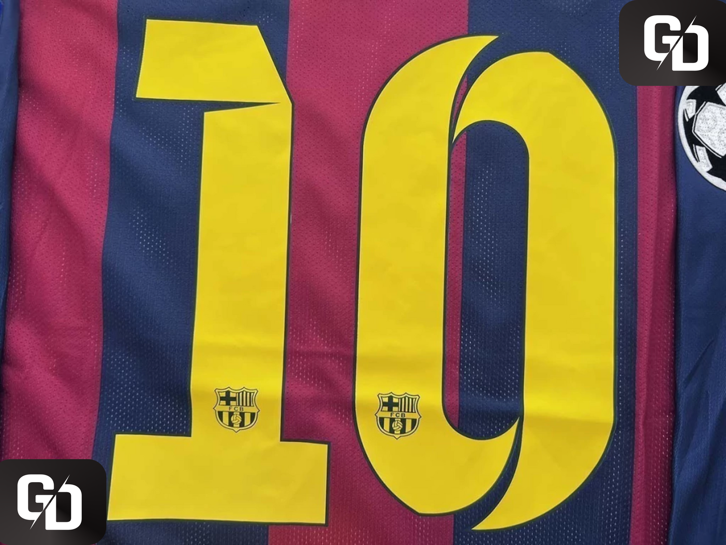 Barcelona Home Retro 2015 Long Sleeves #10 Messi - UEFA Champions League final (vs Juventus)