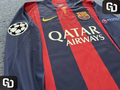 Barcelona Home Retro 2015 Long Sleeves #10 Messi - UEFA Champions League final (vs Juventus)