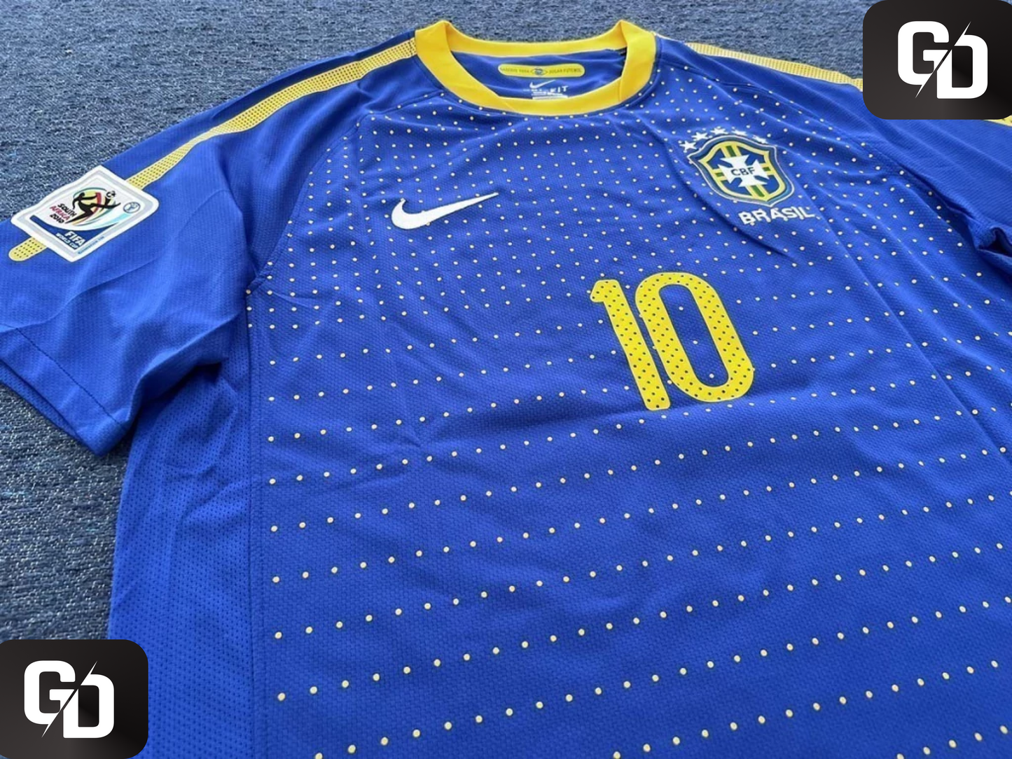 Brazil Away (Blue) Retro 2010. #10 Kaka. 2010 World Cup (South Africa)