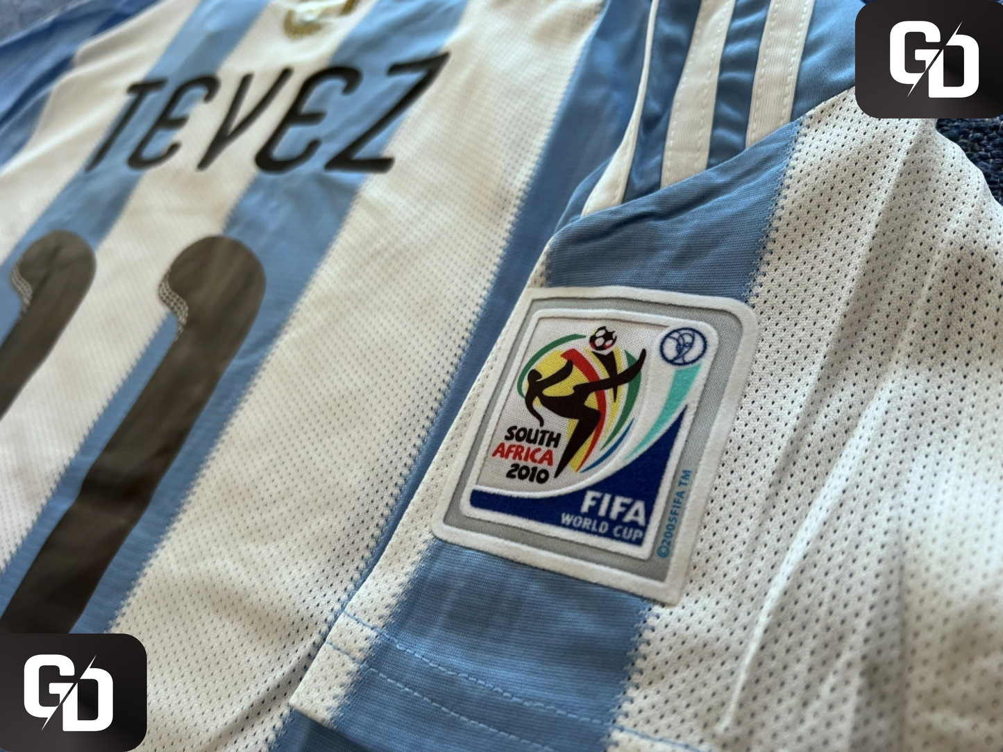 Argentina Home Retro 2010. #11 Tevez. 2010 South Africa World Cup