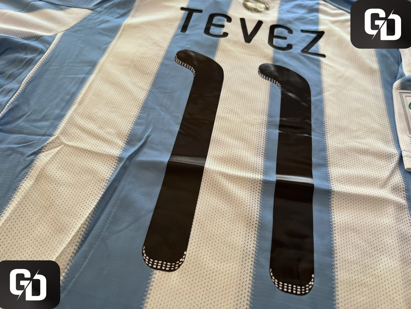 Argentina Home Retro 2010. #11 Tevez. 2010 South Africa World Cup