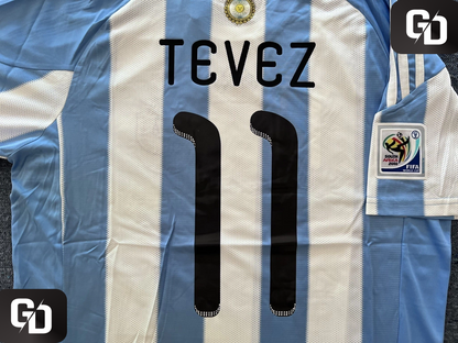 Argentina Home Retro 2010. #11 Tevez. 2010 South Africa World Cup