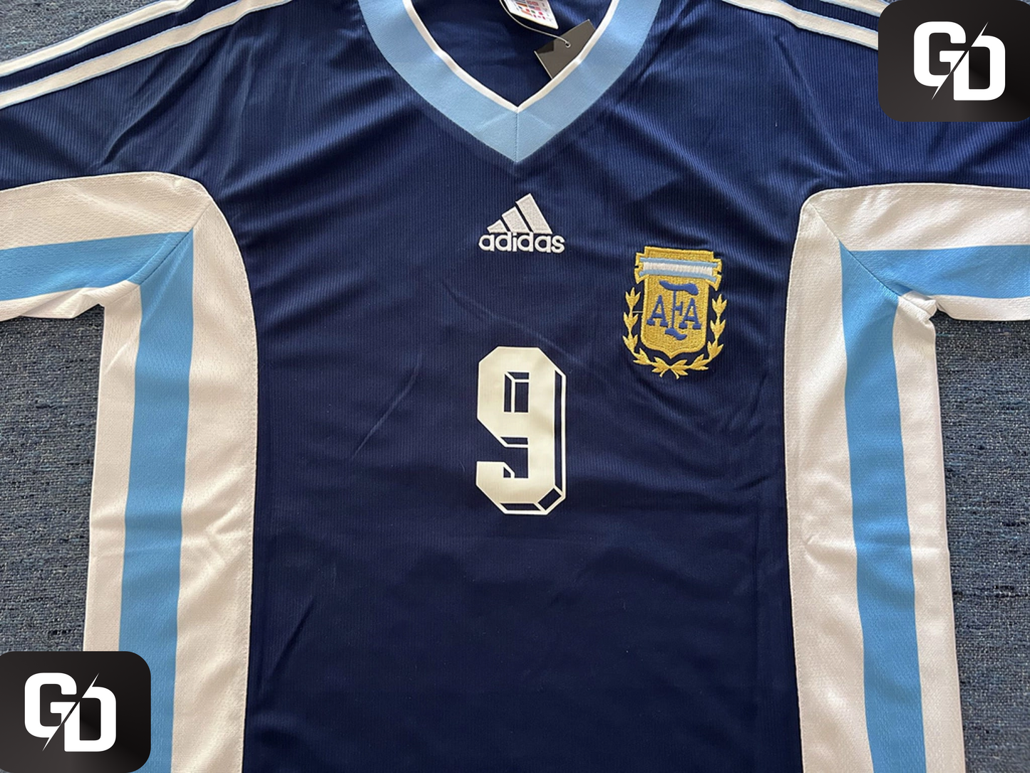 Argentina Away Blue Retro 1998. #9 Batistuta