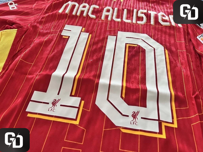 Liverpool Home 2025. #10 Mac Allister. UEFA Champions League Patch. Dri Fit ADV (Match Version)