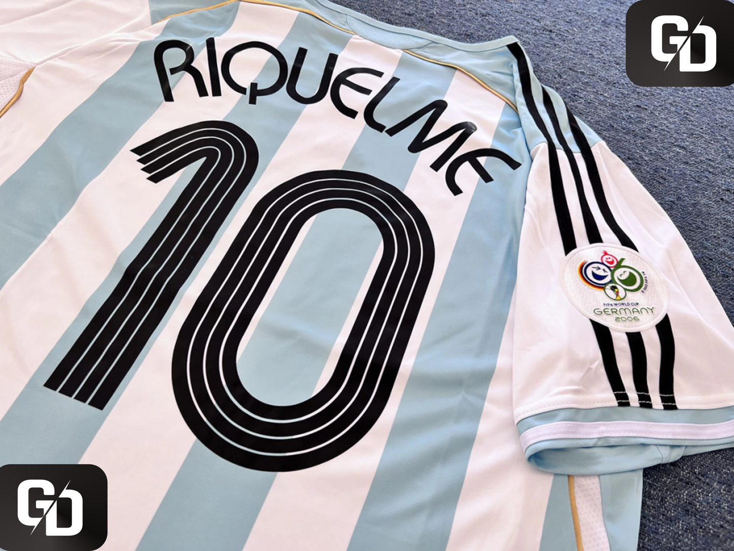 Argentina Home Retro 2006. #10 Riquelme - 2006 Germany World Cup